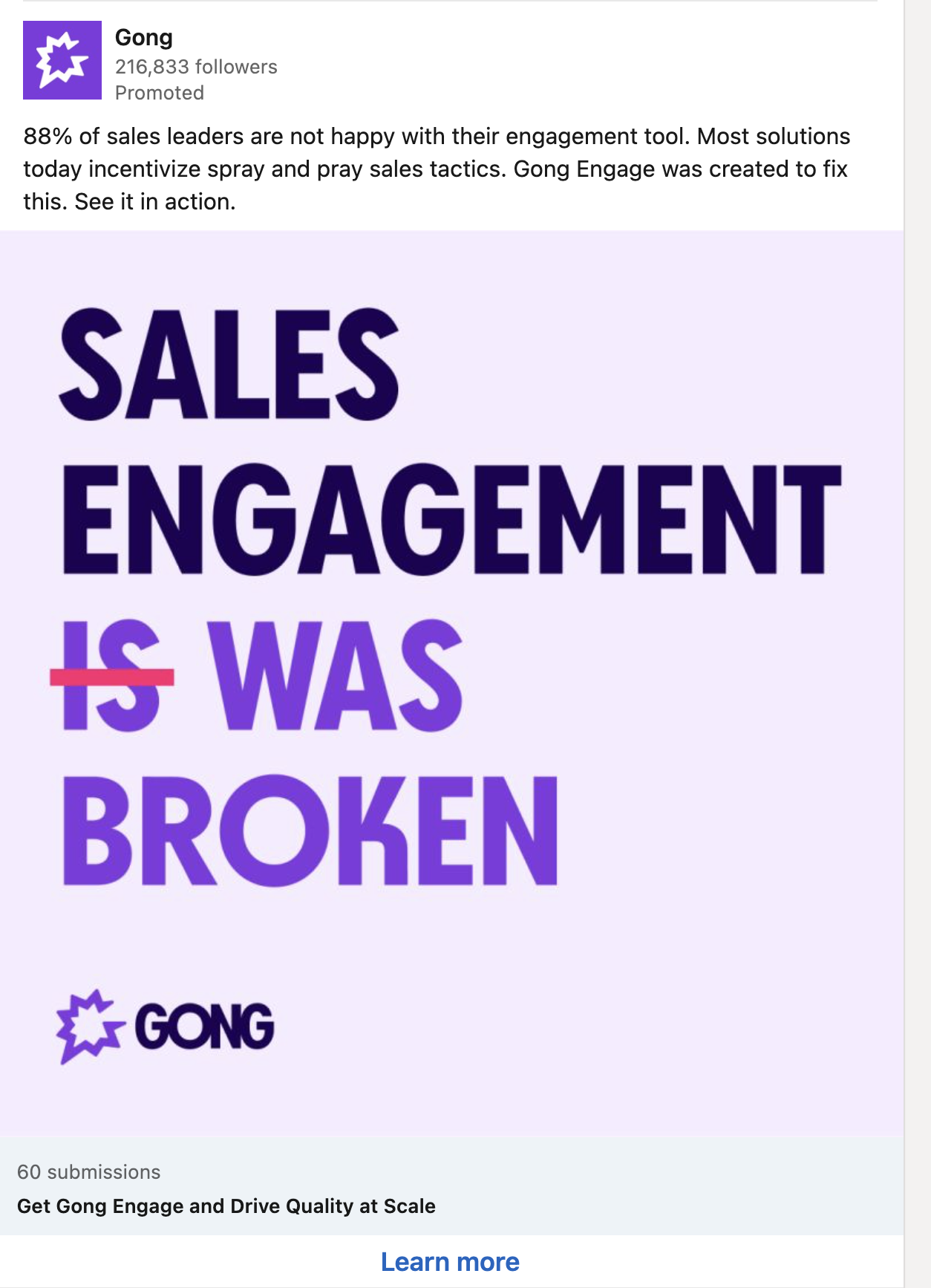 Gong ad linkedin